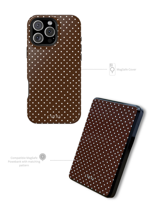 Brown Polka Dot MagSafe iPhone case + Powerbank