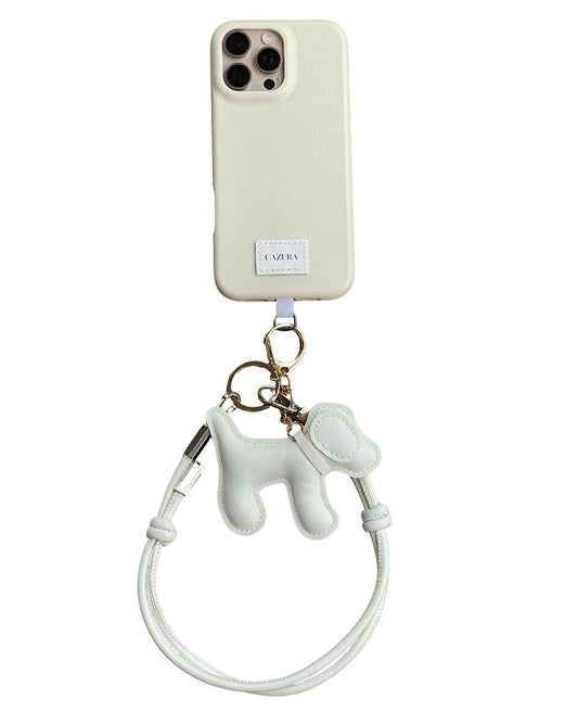 iPhone 16 Pro Max Ivory Beige Dogcharm + Handstrap